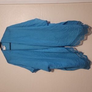 Treasure & Bond Teal Kimono with Lace Detail